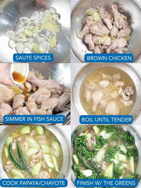 Chicken Tinola Filipino Food, Tinola Recipe Filipino Food, Filipino Tinola, Filipino Lunch Ideas, Tinolang Manok Recipe, Tinola Soup, Chicken Tinola Recipe, Chicken Soup Healthy, Tinola Recipe