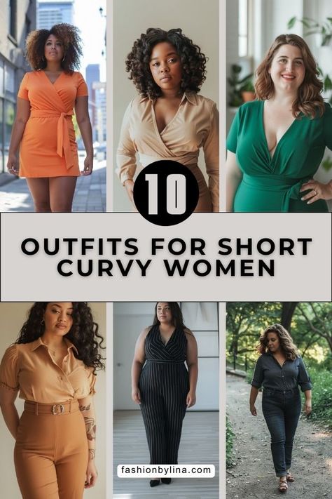 10 Outfit Inspirations For Short Curvy Women! Outfit Ideas For Short Women, Short And Curvy Outfits, Outfits For Short Women Curvy, Petite Curvy Outfits, Curvy Outfits Summer, Style For Short Women, Outfits For Short Women, Short Curvy, Short Women Fashion