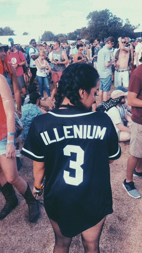 #illenials #rave #raveoutfit #edm Rave Outfits With Jersey, Illenium Jersey Outfit, Jersey Rave Outfit, Rave Jersey Outfit, Illenium Concert Outfit, Edm Outfits Rave, Edm Tattoo, Rave Fit, Work Attire Women