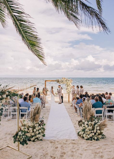 Beach Wedding Setup, Dreams Riviera Cancun Resort, Outdoor Beach Wedding, Small Beach Weddings, Sunset Beach Weddings, Simple Beach Wedding, Diy Beach Wedding, Beach Wedding Ideas, Oceanfront Wedding