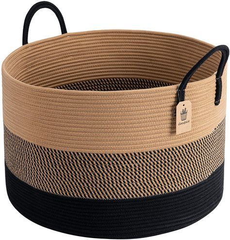 Amazon.com: INDRESSME XXXLarge Woven Rope Basket 21" x 14" Blanket Storage Basket with Long Handles Decorative Clothes Hamper Basket Extra Large Baskets for Blankets Pillows or Laundry: Home Improvement Black Laundry Basket, Baskets For Blankets, Woven Rope Basket, Blanket Storage Basket, Black Laundry, Decorative Storage Bins, Bathroom Basket Storage, Toy Storage Baskets, Clothes Hamper