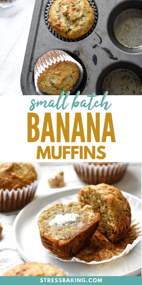 Small Batch Banana Muffins, Homemade Chocolate Chip Muffins, Easy Baking Recipe, Banana Bread Muffins Easy, Banana Muffins Easy, Simple Muffin Recipe, Banana Muffin Recipe, Banana Bread Muffins, Healthy Muffin Recipes