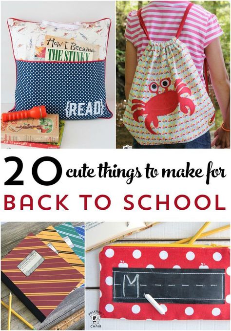 More than 25 Cute things to make for Back to School - from backpacks to lunch boxes, notebooks and more! Cute Things To Make, Clay Mation, Polka Dot Chair, Diy Back To School, Halloween Sewing, Back To School Crafts, Sewing School, Beginner Sewing, Diy And Crafts Sewing