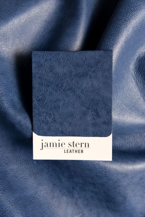 Jamie Stern Caribbean Spice Leather in the color Blue Daze How To Repair Leather, Laminate Colours, Fabric Scarf, Instagram Frame Template, Leather Repair, Color Chip, Sustainable Leather, Jewelry Ads, Fall Color Palette