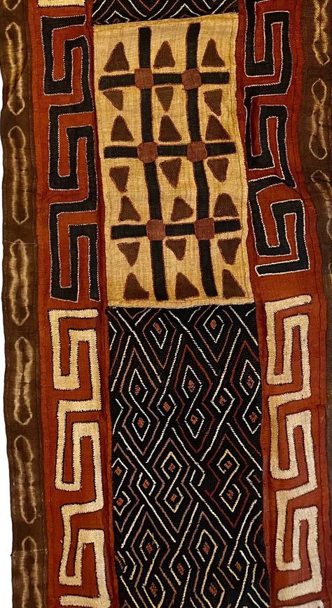 this piece is unique, the Kuba textile This traditional fabric is the essential that we wear during different ceremonies including customary marriage. The colors are vegetable dyes. It is made from a palm leaf. These Congo textiles are handmade in the traditional way. Do not put in the washing machine or dryer (drain flat). Size: 437cm x 60cm Culture Aesthetic, African Textiles, Theatre Costumes, African Pattern, Traditional Fabric, African Culture, Palm Leaf, Palm Leaves, African Art