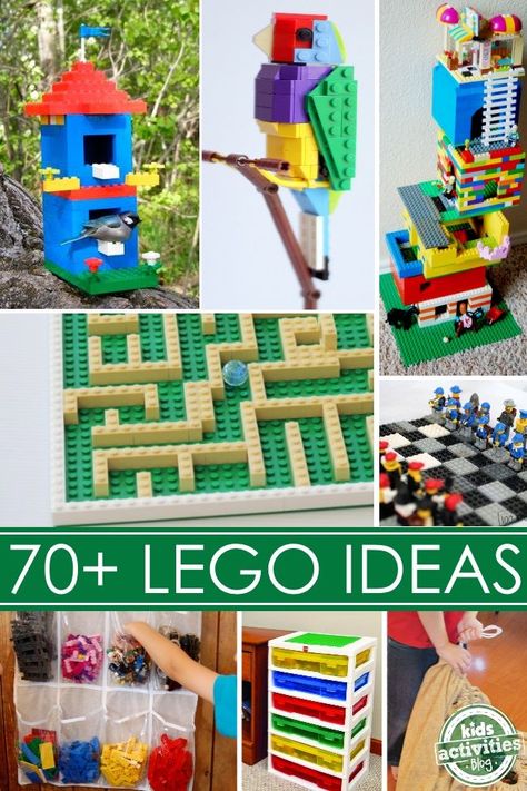 Lego activities, hacks, & organizing tips for kids.  Tons of ideas! Things To Build, Cool Things To Build, Lego Challenge, Lego Club, Lego Activities, Lego Craft, Lego For Kids, Lego Party, Lego Projects