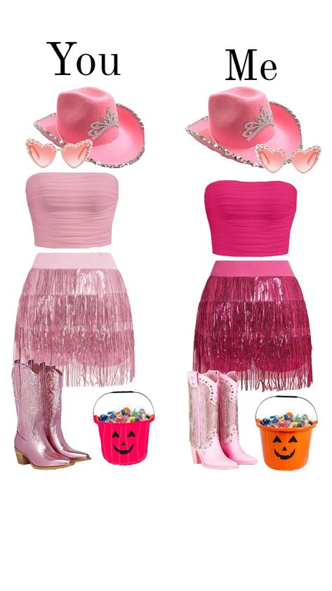 costume halloween cow girl Trio Halloween Costumes Cowgirl, Cowgirl Preppy Costume, Cowgirls Outfits Halloween, Cowgirl Style Outfits For Halloween, Matching Cowgirl Outfits, Halloween Costumes Duo Cowgirl, Cute Duo Halloween Costumes Best Friends Cowgirl, Preppy Matching Halloween Costumes, Preppy Costumes For 2