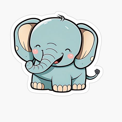 Holistic Artwork, Chibi Elephant, Elephant Stickers, Fotografi Vintage, Baby Themes, Cute Elephant, Animal Stickers, African Safari