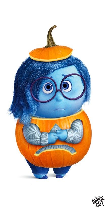 How cute is Sadness from Inside Out dressed as a pumpkin?! Happy Halloween!! Movie Inside Out, Adornos Halloween, Disney Inside Out, Disney Iphone, Mindy Kaling, Wallpaper Iphone Disney, Pixar Movies, Disney Funny, Disney Fun