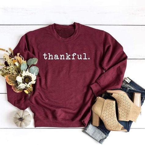 SCREEN PRINT DESIGNS! These are perfect for Thanksgiving. Shirt color/type is customizable. Starting at $20! #screenprint #thanksgiving #shirts #thankful Fall Apple Cider, Blessed And Grateful, Everything Pumpkin, Fall Words, Winter Activity, Sweatshirt Collection, Fall Clothes, Fall Sweatshirt, Halloween Sweatshirt