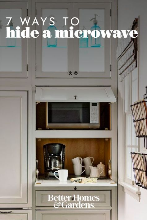 Microwave Cabinet, Coffee Station Kitchen, Appliance Garage, Home Coffee Stations, Kabinet Dapur, Appliances Storage, Creative Kitchen, Kitchen Decorating, Kitchen Redo