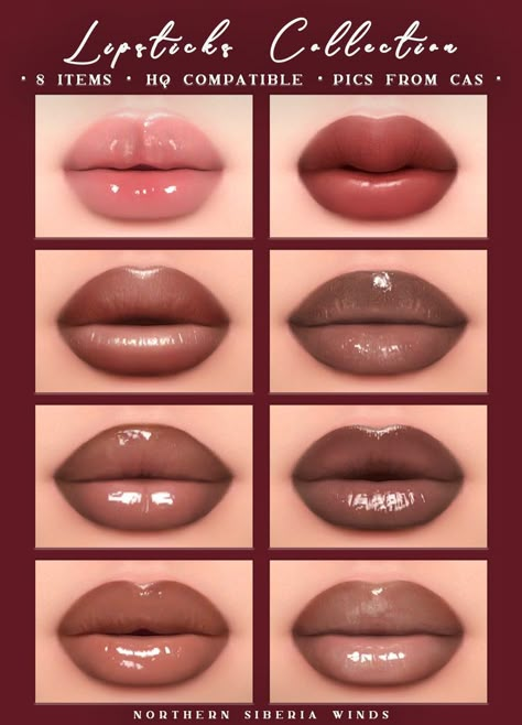 | northernsiberiawinds | ts4cc | female | make-up | lips n26-n33 | Sims 4 Cc Makeup Lipsticks, Northern Siberia Winds, Sims 4 Cas Mods, The Sims 4 Skin, Makeup Cc, Sims Packs, Play Sims 4, Pelo Sims, The Sims 4 Packs