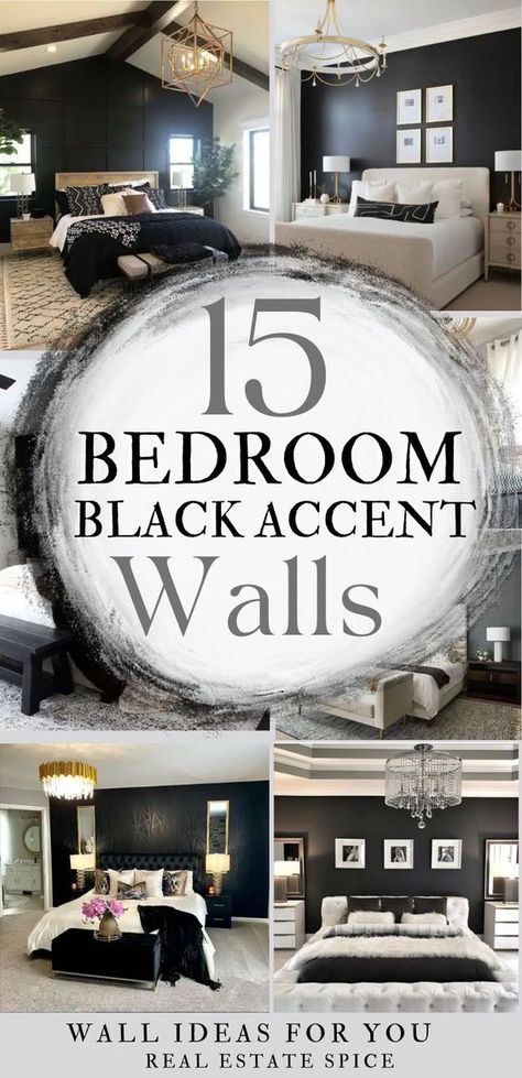 15 BEST Black Accent Wall Bedrooms and Design Tips. These stunning black accent wall bedrooms show how much black can dramatically change a bedroom. See design styles and decor ideas for any taste! via @https://www.pinterest.com/realestatespice/_created/ Black Accent Wall Living Room, Black Accent Wall, Black Walls Bedroom, Fall Bedroom Ideas, Tv Feature Wall, Living Room Design Styles, Black Feature Wall, Black Accent Walls, Cozy Fall Bedroom