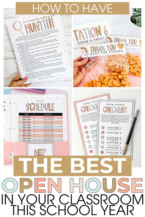 Want to have the best open house when students come back to school this year? In this post, I share some of my favorite open house ideas for teachers, so that your meet the teacher event will be simple & engaging. Plus, these resources take a lot of the prep work out for you, so you can have a low-prep open house! Open House Packets For Parents, Open House Ideas For Middle School, Open House Night Ideas For Teachers, Open House Checklist For Teachers, 6th Grade Open House Ideas, Open House Special Education, Third Grade Open House Ideas, Middle School Open House Ideas, Open House For Elementary School