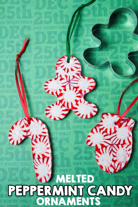 Peppermint Candy Crafts, Easy Homemade Christmas Ornaments, Peppermint Candy Ornaments, Christmas Candy Crafts, Peppermint Ornament, Homemade Christmas Ornaments, Candy Cane Crafts, Peppermint Christmas, Candy Ornaments