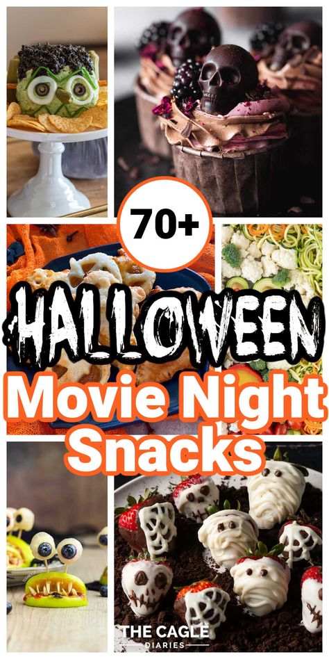 Halloween Movie Night Snacks, Movie Night Desserts, Halloween Movie Night Party, Family Movie Night Snacks, Halloween Themed Movies, Halloween Town Movie, Fun Halloween Snacks, Halloween Themed Snacks, Scary Movie Night