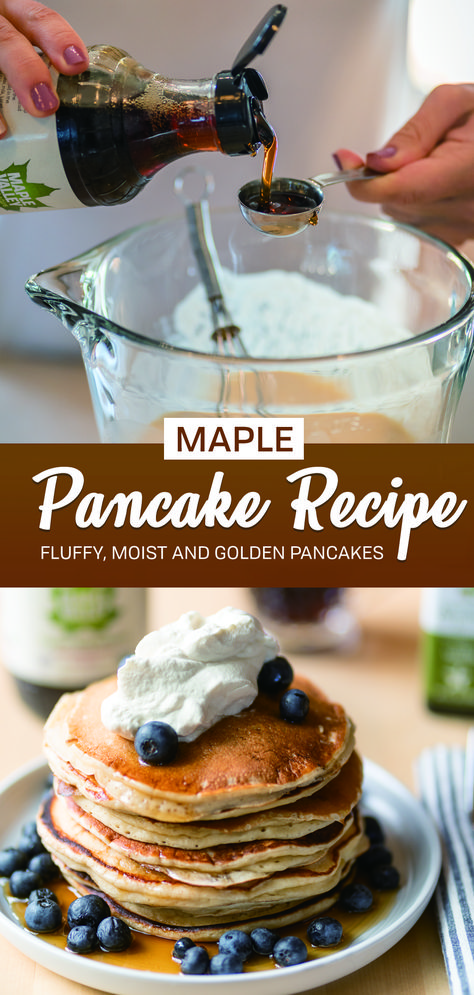 Start your day the MAPLE way with these fluffy and moist on the inside, buttery crisp on the outside PANCAKES topped with Maple Valley syrup! Try the recipe – we think they’ll be the only pancakes you’ll ever want to make. Topped with our organic, nutrient dense pure maple syrup, these flapjacks cannot be beat for breakfast, lunch, or dinner!! #nationalpancakeday #pancakeday #pancakesforbreakfast #organicpancakes #organicpancake #organicbreakfast #organicbrunch #organicrecipes #whole30 Pancakes With Maple Syrup, Organic Pancakes Recipes, Maple Flavored Pancakes, Pancakes With Syrup Inside, Maple Pancakes Recipe, Moist Pancakes, Thanksgiving Breakfast Brunch, Maple Syrup Pancakes, Maple Pancakes