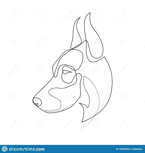 Doberman Illustration, Dog Vector Illustration, Doberman Dog, Illustration Portrait, Doberman Dogs, Dog Vector, Continuous Line, Single Line, Doberman Pinscher