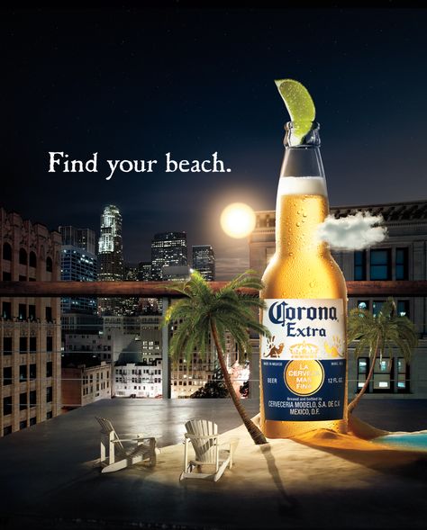 find your beach | Corona Extra: “Find Your Beach” Campaign Powerfully Delivers Brand ... Alcohol Ads, Window Graphic, Beer Photography, Clever Advertising, Beer Advertising, Beer Prints, Beer Ad, Creative Advertising Design, Graphic Ideas