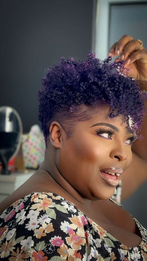 Purple Twa, Twa Styles, Curly Fro, Twa Hairstyles, Tapered Hair, Protective Hair, Mohawks, Natural Styles, Coily Hair