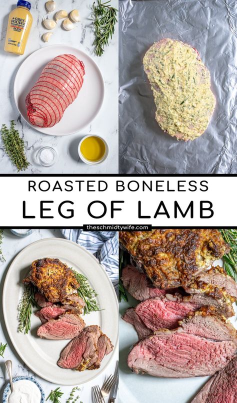 Lamb Loin Roast Recipes Ovens, Boneless Lamb Leg Roast Recipes, Boneless Lamb Leg Recipe, Boneless Lamb Roast, Lamb Leg Roast Recipes, Roasted Boneless Leg Of Lamb, Lamb Recipes Oven, Rosemary Roast, Lamb Roast Recipe