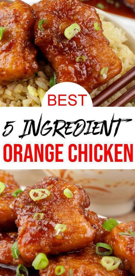 Recipes with chicken you will love! EASY 5 Ingredient orange chicken recipe. BEST Chinese food recipe when you want restaurant style food. No need for take out or delivery when you can make homemade orange chicken.Chicken meals for the whole family - kids love this too. Chinese food recipes for simple & quick meals for dinner, lunch or side dishes. Asian recipe you will want to make today. Serve with pantry food rice. Check out this EASY 5 ingredient orange chicken recipe today. #dinner #chicken Easy Chinese Food, Homemade Orange Chicken, Baked Orange Chicken, Easy Orange Chicken, Chicken Sauce Recipes, Homemade Chinese Food, Best Chinese Food, Orange Chicken Recipe, Chicken Easy