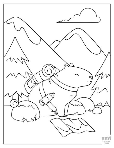 Capybara Coloring Pages (Free Printables) Coloring Book Animals, Easy Colouring Pages, Colouring In Pages, Cute Coloring Page, Coloring Pages Cute, Fruit Coloring Pages, Unique Coloring Pages, Bear Coloring Pages, Kids Coloring Book