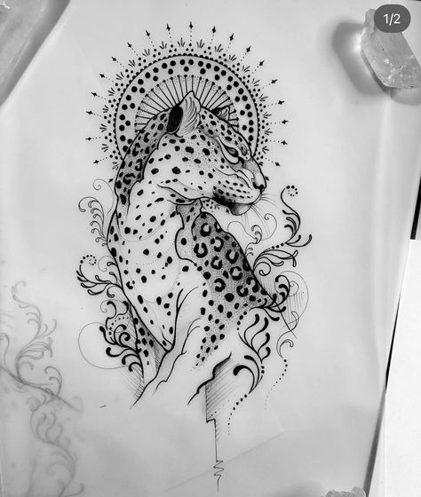 Cheetah Mandala Tattoo, Leopard Tattoo Leg, Dot Work Animal Tattoo, Puma Tattoo For Women, Safari Tattoo Design, Leopard Tattoo Design For Women, Cheetah Tattoo For Women, Cheetah Tattoo Design, Animal Mandala Tattoo