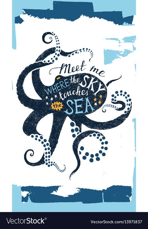 Octopus Silhouette, Wanderlust Quotes, Waves Vector, Octopus Tentacles, Lettering Inspiration, Sky Sea, Find Quotes, Sea Waves, Beach Theme