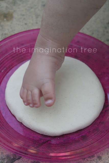 These little footprints were very easy and very cheap to make and will make perfect keepsake gifts for daddy this Father’s day! Salt dough recipe: 1 cup salt 1 cup plain flour Half a cup of warm water Mix together into a large bowl and knead it until smooth and stretchy. This last part is...Read More » Salt Dough Footprint, Easy Mother's Day Crafts, Footprint Keepsake, Imagination Tree, Mother's Day Projects, Diy Gifts For Kids, Diy Toddler, Mothers Day Crafts For Kids, Toddler Mom