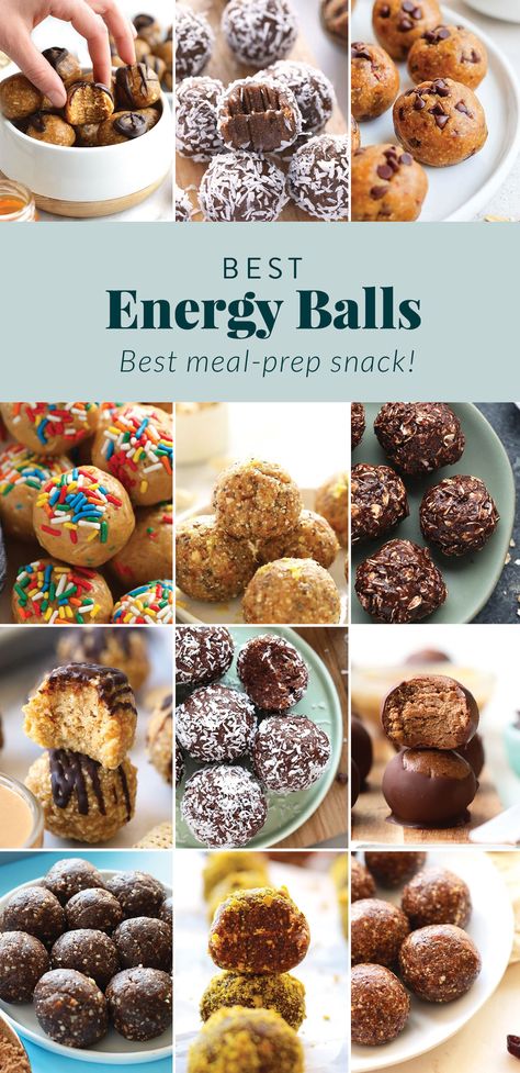 Energy Balls Recipes (high protein!) - Fit Foodie Finds Energy Balls Recipe, Energy Balls Healthy, Protein Balls Recipes, Ball Recipes, Meal Prep Snacks, Energy Ball Recipe, Fit Foodie, Protein Balls, Energy Foods