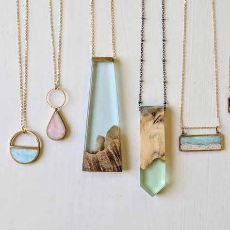 Handmade jewelry, wood and resin jewelry, one of a kind products designed and made by artist and jeweler Rosa Murillo. Wood And Resin Jewelry, Resin Jewlery, Sand Necklace, Wood Jewelery, Wood Resin Jewelry, Jewelry Wood, Alternative Jewelry, Wood And Resin, Eco Resin