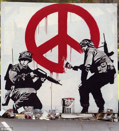 Pictures: Best of Banksy Graffiti | Metro UK Child Soldier, Banksy Mural, Banksy Artwork, Urbane Kunst, Street Art Banksy, Protest Art, Banksy Graffiti, Banksy Art, Graffiti Artwork