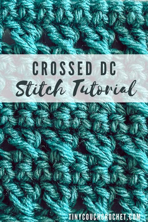 Learn how to do this easy, modern crochet stitch! If you know how to single and double crochet, you'll get this stitch down right away. The Crossed Double Crochet stitch is fun, and has lots of texture. It's a perfect modern crochet stitch! Twisted Double Crochet Stitch, Double Crochet Stitch Tutorial, Tiny Couch, Crochet Cardigan Ideas, Cardigan Ideas, Crochet Blanket Stitch Pattern, Blanket Stitches, Crochet Blanket Chevron, Crochet Stitch Tutorial