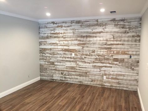 Ship Lathe Walls Living Rooms, Decorated Shiplap Walls, Log Home Accent Wall, Wallpaper Wood Accent Wall, Barn Door Accent Wall, Pallet Board Accent Wall, Distressed Accent Wall, Accent Wall Bedroom Western, Living Room With Shiplap Accent Wall