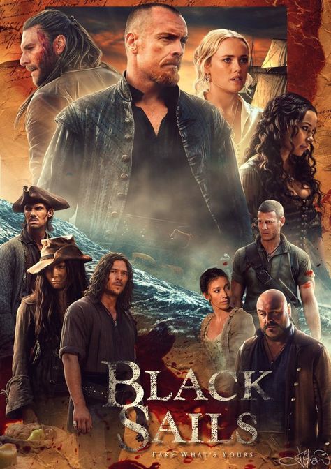 Black Sails 3 poster (by Jonathan McFerran) Pirates Chest, Black Sails Starz, Pirate Ideas, Charles Vane, Pirate Books, Toby Stephens, Starz Tv Series, Pirates Life, Movie Action