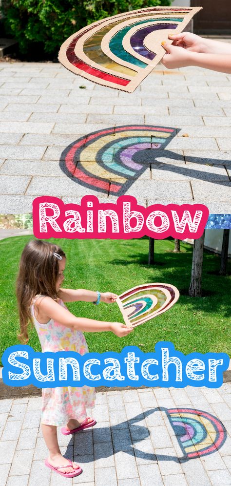 Sunny Day Art Preschool, Creativity Activities For Preschoolers, Coloring Day Activities, Shadow Art For Toddlers, Kid Summer Camp Activities, Summer Fun Ideas For Kids Outdoor, Rainbow Suncatcher For Kids, Colorful Activities For Kids, Rainbow Activity For Kindergarten