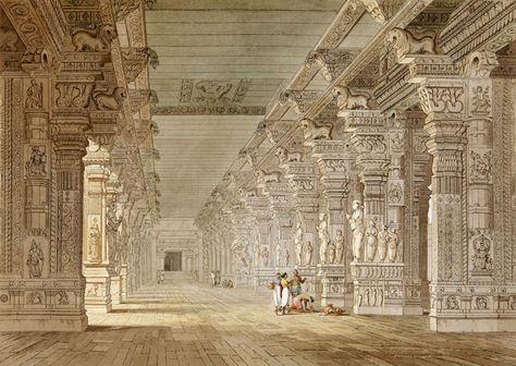 Illustrated: Glimpses Of 18th-Century India Colonial aquatints and paintings of Indian landscapes by Thomas and William Daniell. Historical Sculptures, Indian Temple Architecture, Ancient Indian Architecture, Ancient Technology, History Of India, Temple Architecture, Temple Art, Mythical Animal, Vedic Art