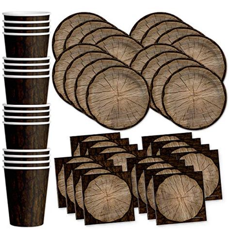 Tree Lumberjack Outdoors Birthday Party Supplies Set Plates Napkins Cups Tableware Kit for 16 Lumberjack Birthday Party, Lumberjack Birthday, Lumberjack Party, Outdoors Birthday Party, Party Kits, Party Plates, Party Tableware, Get The Party Started, Birthday Shopping