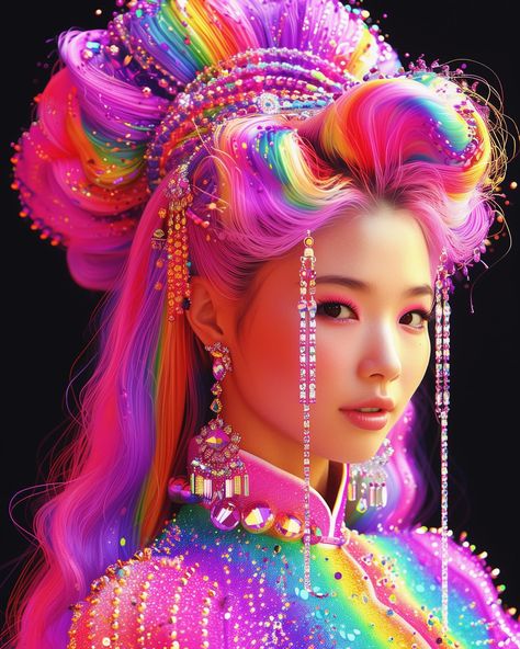 Life is too short to have boring hair. 🌈✨ . . . #RainbowLocks #HairGoals #ColorfulLife Pastel Hairstyles, Candy Fashion, Candy Clothes, High Fashion Hair, Candy Makeup, Rainbow Unicorn Party, Candy Hair, Boring Hair, Great Hairstyles