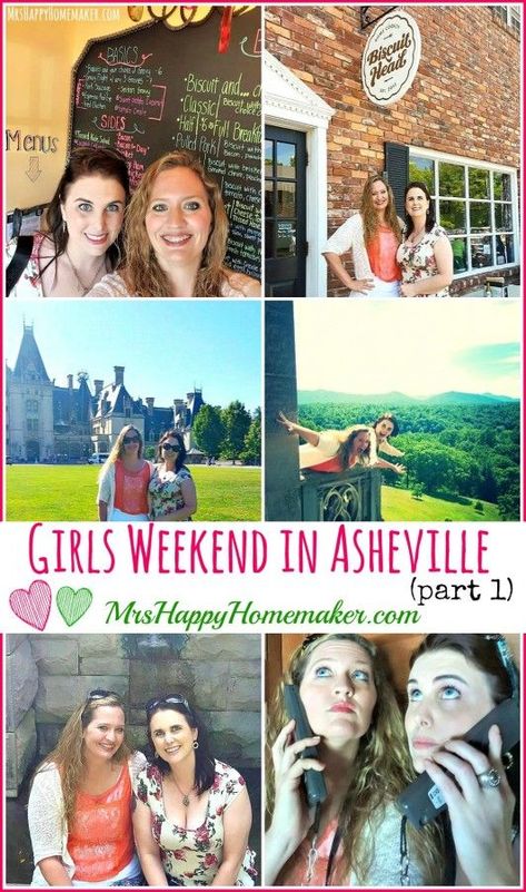 Asheville North Carolina is such a perfect place to plan a trip to! Here's part 1 of my recap from a recent girls' weekend in Asheville. We had so much fun! Ashville North Carolina, Weekend Getaway Outfits, Mrs Happy Homemaker, Bachelorette Party Destinations, Girlfriends Getaway, Getaway Outfit, Carolina Girl, Girls Vacation, North Carolina Mountains