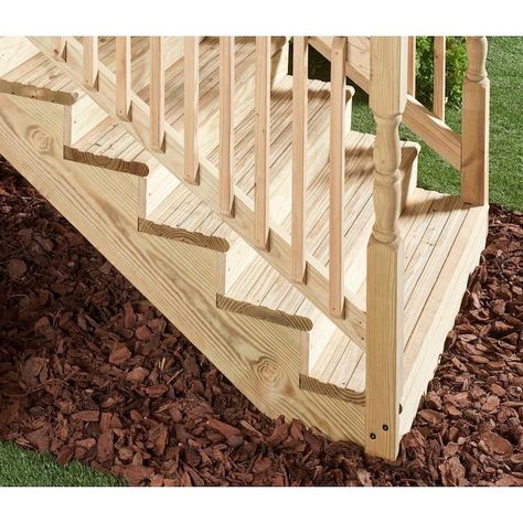 Severe Weather 5-Step Pressure Treated Pine Deck Stair Stringer in the Outdoor Stair Stringers department at Lowes.com Outdoor Wood Steps, Deck Stair Stringer, Stair Stringer, Wood Stair Treads, Deck Balusters, Stairs Stringer, Southern Yellow Pine, Wood Steps, Outdoor Steps