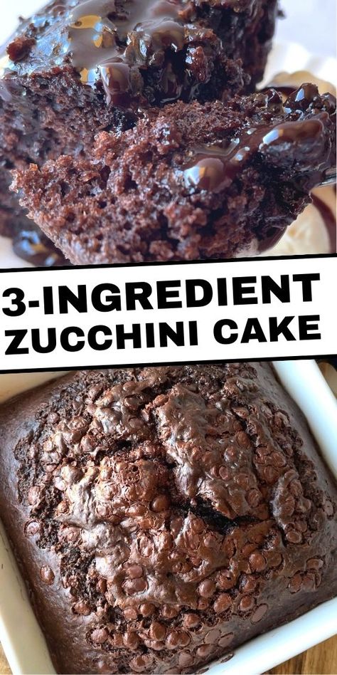 Zucchini Cake Healthy, 3 Ingredient Cake, Zucchini Cake Recipe, Chocolate Zucchini Cake Recipe, Zucchini Desserts, Vegetarian Chocolate Cake, Chocolate Zucchini Brownies, 3 Ingredient Cakes, Zucchini Cakes Recipe