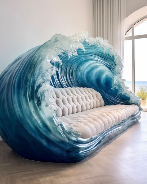 Ocean Waves-Inspired Couch: Where Crafts the Symphony of Sea-Inspired Comfort 12 Room Ideas Beach Theme, Ocean Themed House, Small Boutique Ideas, Sea Themed Room, Ocean Room Ideas, Ocean Themed Room, Ocean Themed Rooms, Types Of Couches, Luxury Mansions