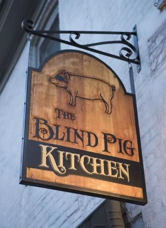 The Blind Pig Kitchen on Iron Street Pig Restaurant, Pig Kitchen, Bbq Pig, Hog Heaven, Cabin Signs, Pig Roast, Bbq Restaurant, Butcher Shop, Restaurant Offers