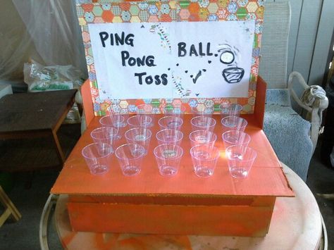 Ping pong ball toss made out of cardboard Ping Pong Games, Festival Games, Ping Pong Balls, Toss Game, Carnival Games, Circus Party, Trunk Or Treat, Carnival Party, Fall Festival