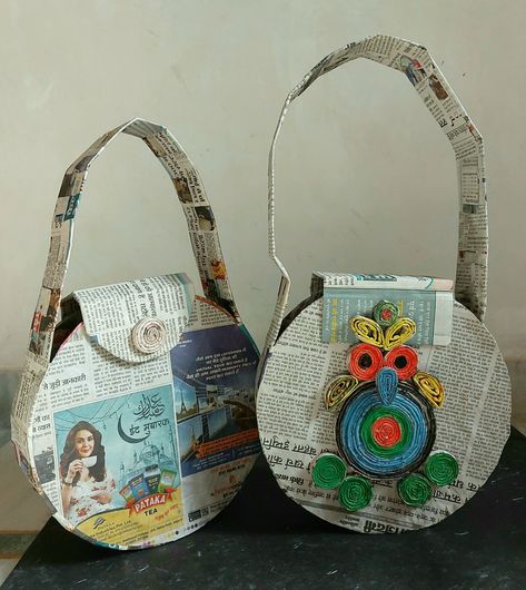 #DIY #Handbag #Bestoutofwaste Hello Everyone, I hope you all are doing well. In today’s tutorial I am going to make trendy Handbag, an easy DIY up cycle project. This is the best example of Best out of waste. I have used newspaper and a cardboard box to make this strong and spacious handbag that can be carried anywhere from party to a shopping trip. I am sure you love this DIY up cycle trendy handbag. Eco Diy Projects, Newspaper Diy Ideas, Project From Recycled Materials, Diy Crafts Using Recycled Materials, Recycled Bags Diy, Recyclable Art Projects, Recycled Materials Art Projects, Recycled Crafts Useful Diy Projects, How To Make A Bag