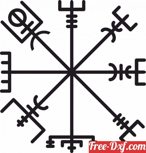 Compass Symbol, Runic Compass, Norse Symbols, Norse Runes, Viking Ship, Viking Symbols, Laser Cnc, Viking Runes, Old Signs