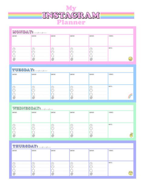 Free Printable Instagram Planner - Studio DIY Business Planner Printables, Social Media Planner Template, Yoga Spaces, Free Calendars, Social Media Content Planner, Instagram Planner, Business Printables, Social Media Content Calendar, Budget Planner Printable