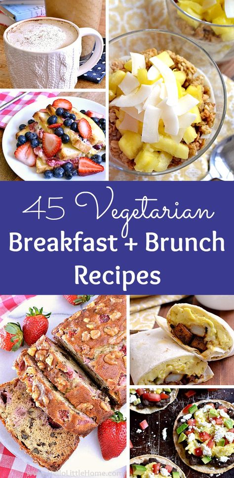 45 Vegetarian Breakfast and Brunch Recipes High Protein Vegetarian Breakfast, Vegetarian Brunch Recipes, Vegetarian Brunch, Protein Vegetarian, Easy Brunch Recipes, Lazy Saturday, Healthy Brunch, Vegan Brunch, Breakfast And Brunch